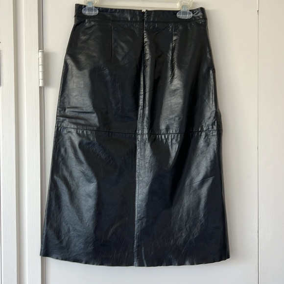 Gap Black Leather Knee Length Skirt Size 4 - Picture 3 of 9